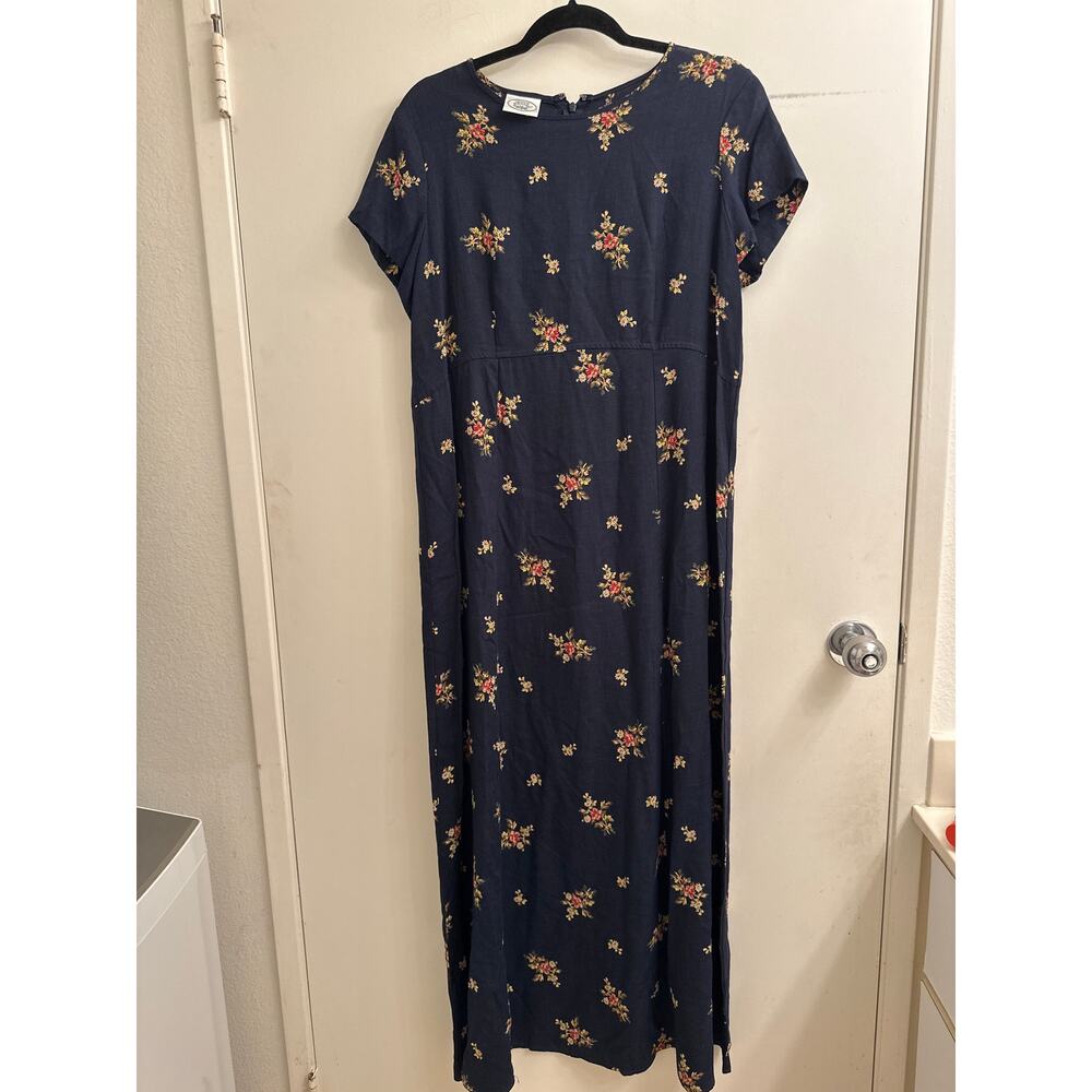 Laura Ashley VTG Wool Ditsy Floral Maxi Dress Cottagecore Prairie Heritage 14